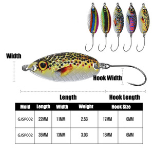 Leurre dur en métal Raylor 2g 3g 5g imprimé en 3D pour micro-pêche en eau douce, micro-mini, pour brochet, truite, saumon, avec hameçons vierges - Product Image 2