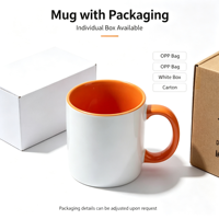 Mug à sublimation personnalisé 11 oz bicolore, intérieur et poignée en céramique, tasse à café vierge pour impression DIY, vente en gros