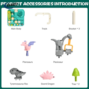 Juego de rescate de dinosaurios, juguetes educativos preescolares, rompecabezas, coche de riel, pistas de carreras, coche, vehículo de aventura, coche de juguete, pista de juguete - Product Image 6