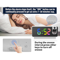 Jam Alarm Proyeksi Cermin LED Digital dengan Port Pengisian Daya USB Jam Elektronik Desktop Pintar