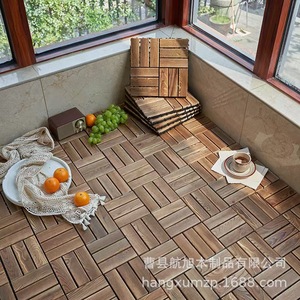 Suelo de Madera de Acacia Encastrable para Balcón, Terraza Exterior, Resistente a la Humedad, Diseño Rectangular con Doble Bloqueo - Product Image 1