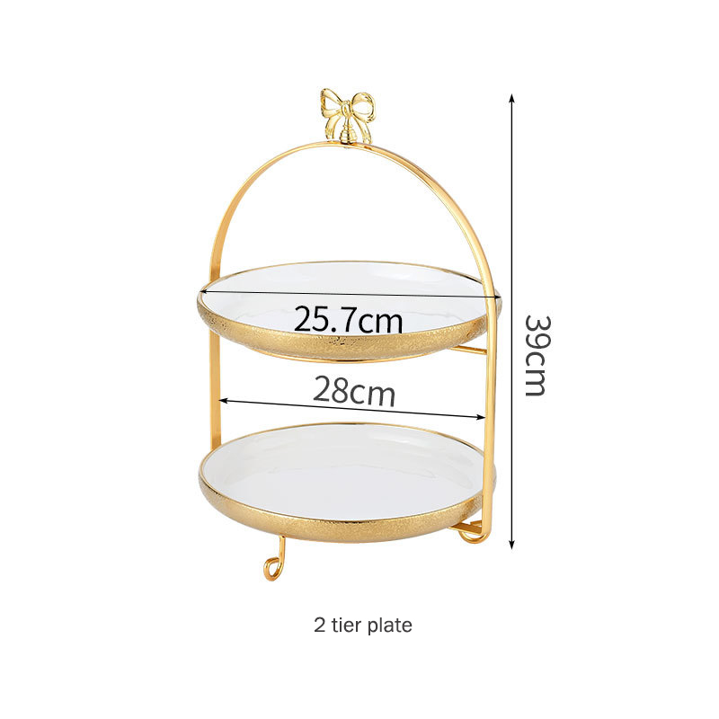 Stand de gâteau d'or 2 niveaux