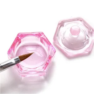 Plat en verre cristal rose Dapper pour nail art acrylique liquide nail art liquide récipient plat en verre