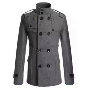 Manteau en laine pour <span class=keywords><strong>homme</strong></span> Yi, style européen et américain, coupe ajustée, longueur moyenne, double boutonnage, manteau en laine tendance pour <span class=keywords><strong>homme</strong></span> - Product Image 3