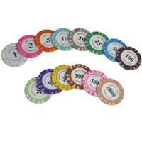 Ensemble de jetons de poker professionnels en céramique argileuse Texas Birdcage de 14 g
