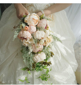 Bouquets <span class=keywords><strong>de</strong></span> <span class=keywords><strong>mariée</strong></span> en cascade, fleurs blanches, bouquets <span class=keywords><strong>de</strong></span> <span class=keywords><strong>mariée</strong></span> artificiels, perles artificielles, bouquets <span class=keywords><strong>de</strong></span> <span class=keywords><strong>mariée</strong></span> en cristal - Product Image 4