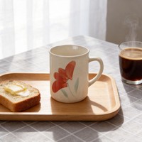 HARVIT 8OZ Mug Kopi Keramik Desain Bunga Lukis Tangan Dari Henan Cina