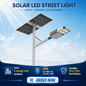 Lampadaire Solaire <span class=keywords><strong>LED</strong></span> 30W 40W LiFePO4 IP66 Tout-en-un Semi-intégré avec Contrôle IoT Intelligent et Capteur Micro-ondes – Meilleures Ventes - Product Image 1