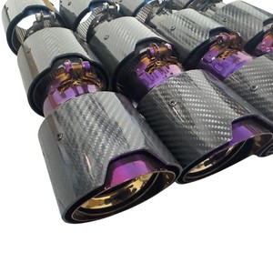 Puntas de escape de fibra de carbono Vortex con interior de titanio morado/azul para BMW M2 M3 M4, 63 mm, acabado con tinte térmico - Product Image 4