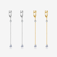 Anting-anting Huggie Hoop FUAMAY Elegan Perak S925 Lapis Emas/Rhodium 18K Rantai Panjang Dua Warna dengan CZ Bulat & Hati Perhiasan Berkualitas Tinggi