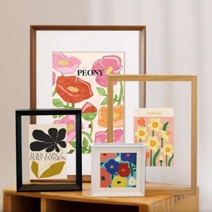 Cadre photo flottant en chêne massif avec double verre, vente en gros, tailles 4x6, 5x7, 8x10, logo personnalisé, cadre photo suspendu, OEM - Product Image 2