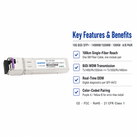Transceiver optique bidirectionnel SFP+ 10G BiDi 1490nm/1550nm DDM 100KM LC Modules SFP