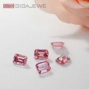 GIGAJEWE-piedra moissanita de Color rosa Sakura, piedra sintética de corte esmeralda, Gema suelta para fabricación de joyas - Product Image 5