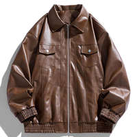 Veste en cuir PU pour homme, nouvelle collection automne, col montant, fermeture éclair sur le devant, qualité supérieure