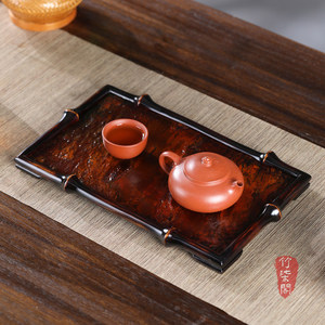 Bamboo Rock <b>Tea</b> Tray Lacquered Flat Traditional Chinese Style Non Slip <b>Tea</b> Serving Stand For <b>Tea</b> <b>Set</b> Storage - Product Image 1