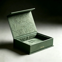 Boîte magnétique haut de gamme personnalisée avec gaufrage, emballage cadeau, boîte à bijoux, doublure intérieure, boîte rigide pour l'emballage de bagues et de colliers, boîte en papier