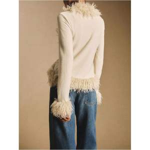 Cárdigan Corto Personalizado para Mujer con Lazo Delantero, Suéter de Punto con Cuello en V, Manga Larga, Estilo Casual Otoñal - Product Image 3