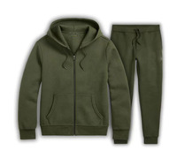 Ensemble polaire homme automne-hiver transfrontalier avec sweat à capuche, broderie et logo imprimé, fermeture éclair longue et pull