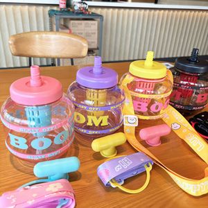 Water Bottle Bomb Cup 900ml Large Capacity Plastic Leak Proof Portable Outdoor Sports Drink Bottle With Strap - Product Image 1