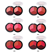 Palette de fard à joues crème 3 en 1 avec logo personnalisé, six teintes véganes, formule à base de plantes, longue tenue, multi-usages pour les joues, les yeux et les lèvres
