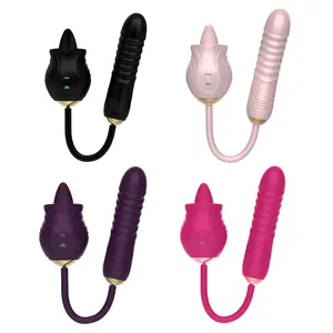 HMJ Hot Sale Girl Massager Clitoris Stimulator Rose Shape Silicone Dildo Vibrator For Purple Rose Vibrator Women And Dildo