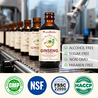Acentiallabs 60ml Complément Herbal Sans Alcool Énergie et Vitalité Extraits de Ginseng Rouge Panax Gouttes Liquides Orales pour Adultes