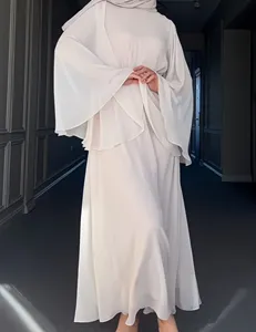 Dubai Abaya 2024 Eid Maxi Chiffon langärmeliges Kleid damen muslimisch bescheiden Abaya Femme Jilbab muslimische Kleidung für Frauen