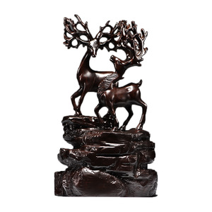 Figurine sculptée en forme de cerf en noyer noir, meuble TV en bois de sequoia pour salon, hall d'entrée, décoration de bureau, artisanat, cadeau - Product Image 1