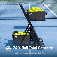 Keranjang Pengumpul Bola Pickleball Profesional Nisplay, Dapat Dilipat, Beroda, Inti Paduan Aluminium, Kapasitas Besar, Peralatan Lapangan