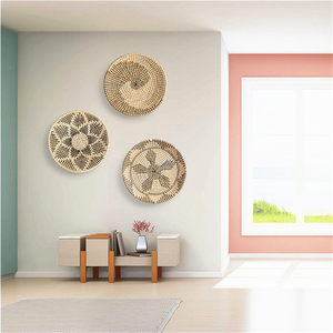 Panier tissé en rotin noir et blanc, Art mural, décoration de Boho, cabine, décoration pour la maison, idée de décoration murale, plante suspendue - Product Image 1