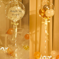 Ballon LED Bobo avec support transparent, rose artificielle et lumières féériques pour la décoration de scène de mariage, fête d'anniversaire