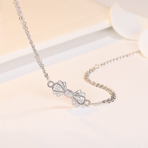 Femme à la mode mignon rêveur brillant Ins mode Style arc Bracelet pur argent plaqué accessoire à la mode - Product Image 3