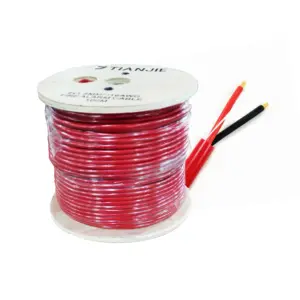 Câble conducteur en cuivre massif blindé FPLR 2C 18awg, en PVC, rouge/blanc, paire torsadée, pour alarme feu