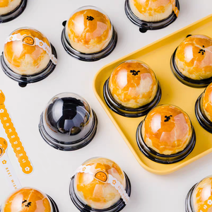 Confezioni Individuali per Pasticceria con Tuorlo d'Uovo, Vassoi in Plastica Personalizzati per Mini Dolci con Coperchio a Cupola Usa e Getta, Scatole per Dessert all'Ingrosso - Product Image 3