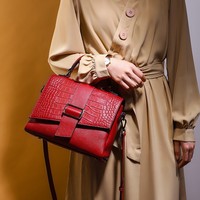 Échantillon Gratuit Logo Personnalisé Sac à Main en Cuir Véritable Motif Crocodile Haut de Gamme pour Femme, Idéal Cadeau d'Affaires et Usage Quotidien