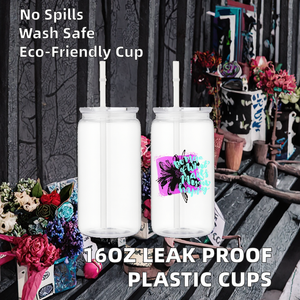 Gobelets en plastique transparent de 16 oz en forme de U, anti-fuite, réutilisables, rigides, avec couvercle et paille, pour la rentrée scolaire, les excursions, les mariages et les fêtes - Product Image 2