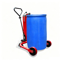 Chariot à tambour hydraulique DT350 avec pédale, capacité de 250 kg, roues en PU, hauteur de levage de 250 mm pour la manutention de fûts en acier et en plastique