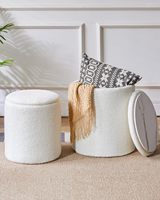 IBUYKE Pouf de rangement moderne en velours, table d'appoint, repose-pieds multifonctionnel, tabouret pour salon et chambre à coucher, blanc