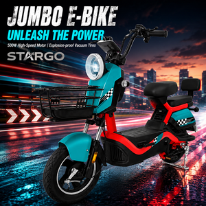 Vélo électrique familial STARGO <span class=keywords><strong>JUMBO</strong></span> 500W avec grand panier avant, double siège large et dossier pour les courses quotidiennes et la mobilité urbaine - Product Image 1