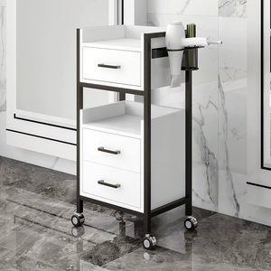 Modern Black Salon <b>Trolley</b> With Gold Frame <b>4</b> <b>Wheels</b> Hair Dryer Holder Storage Cabinet For Bathroom Beauty Salon Use - Product Image 5