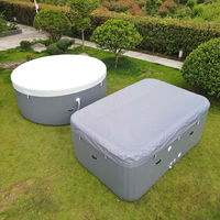 Piscine Spa Gonflable Durable et Écologique en Matière Drop Stitch + PVC, Portable et Pliable, Design Rectangulaire pour Jardin et Cour Arrière