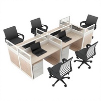 Office Cubicle Workstation Work Computer Desk Modern Wooden Employee Seat Partition Station Table Furniture Set with Storage