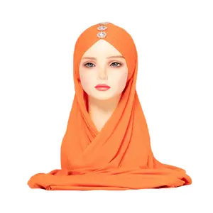 Feste Farben Winter faden Baumwolle Hijab Kopftuch Ethnische Schals Schals Muslimische Frauen Hijab Kopftuch Baumwolle