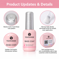 YOUTH ROSE 15ml Gel UV Vernis à Ongles, Gel Base, Gel Durcisseur, Gel de Construction, Gel de Base pour Ongles, Top Coat Sans Résidu, 4 Options, Fournitures pour Ongles en Gros