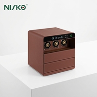 Coffre-fort mural en cuir PU haute sécurité avec serrure à empreinte digitale et remontoir de montres pour armoire et bureau à domicile