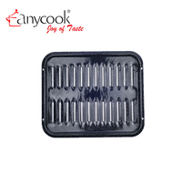 Plaque de cuisson en émail de porcelaine de 13 pouces avec grille, lot de 2 plaques de cuisson en acier au carbone pour la cuisson et la rôtissure