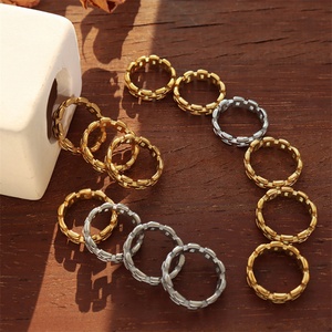 Popular Personalized Jewelry Gold Plated Stainless Steel Hollow Link Chain <b>Finger</b> <b>Rings</b> for Women - Product Image 2
