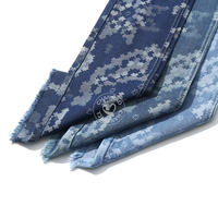 Tissu en denim jacquard bleu flocon de neige mosaïque 80% coton pour jeans 10,5 oz Tissu en denim de haute qualité en gros