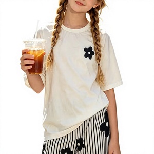 Girls Casual Breathable Medium Stretch Polyester/Cotton High Quality ODM OEM Customizable Clothing Set Short Sleeve Crew Neck - Product Image 2