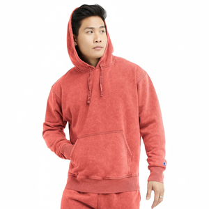 Sudadera con capucha de gran tamaño con hombros caídos Vintage de lana de algodón 100% personalizada diseño de lavado ácido bordado térmico de invierno de longitud larga - Product Image 1